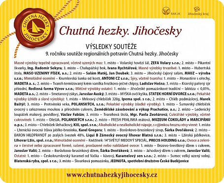 9. ročník soutěže regionálních potravin Chutná hezky.Jihočesky zná své vítěze